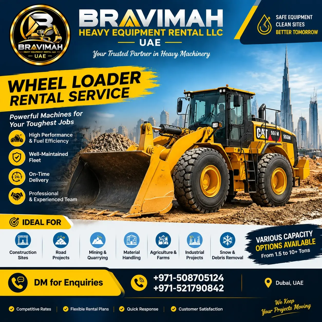 Bravimah Wheel Loader rental service flyer